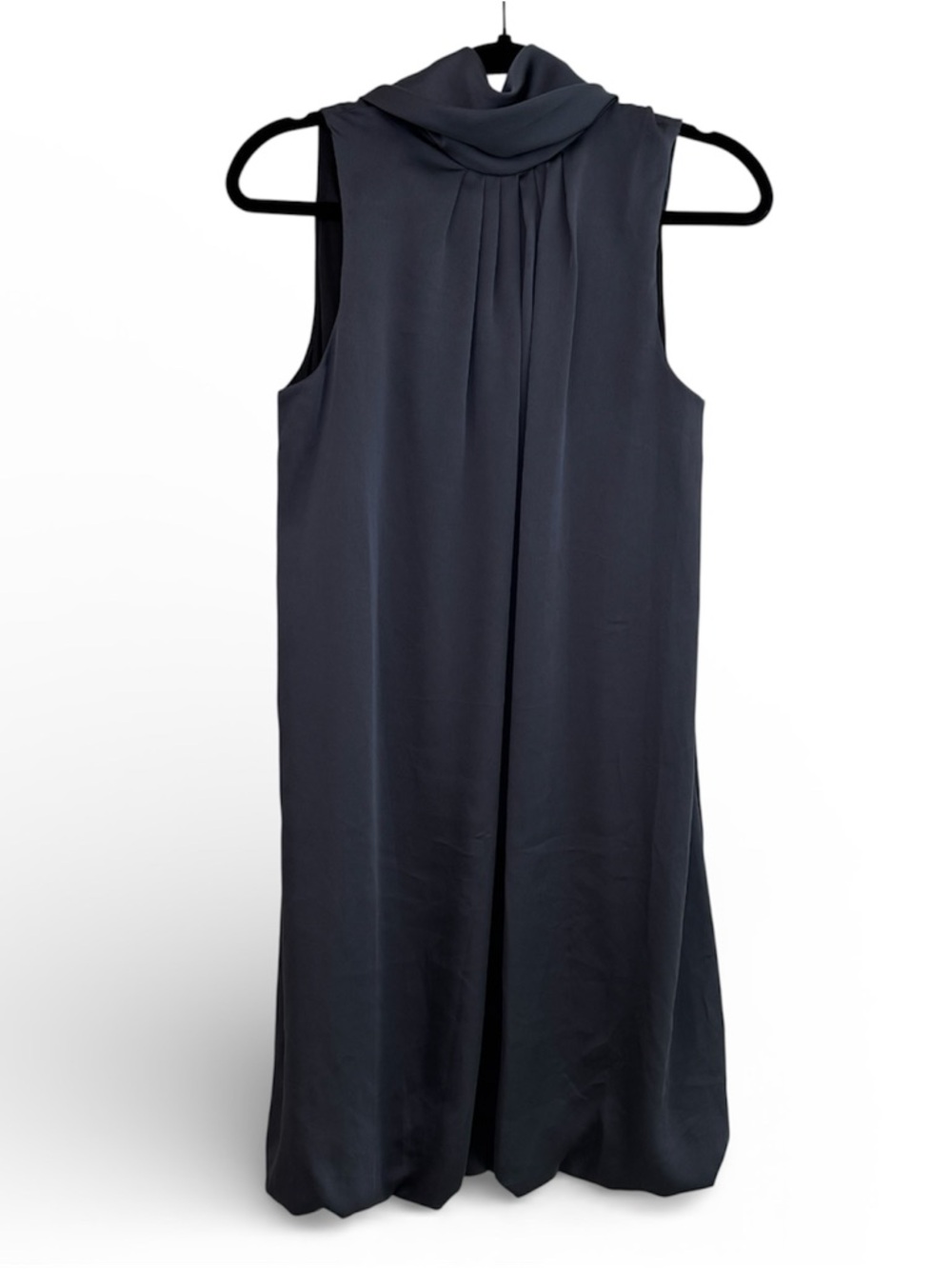 Zara Basics Womens Sleeveless Mock-Neck Knee Length Dress Bubble Hem Size M Blue